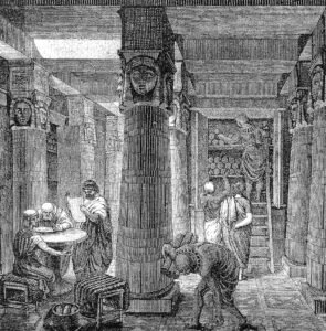 Illustration of the ancient Library of Alexandria