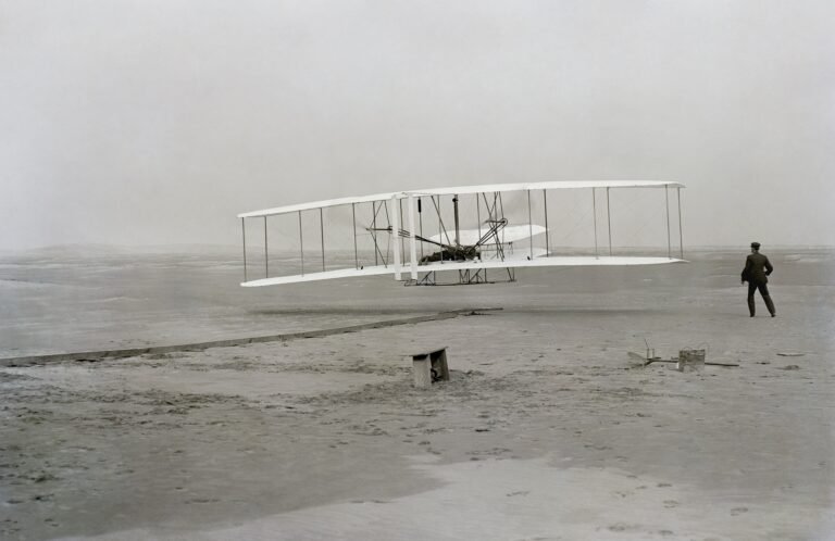 The Wright Flyer, the first successful powered airplane