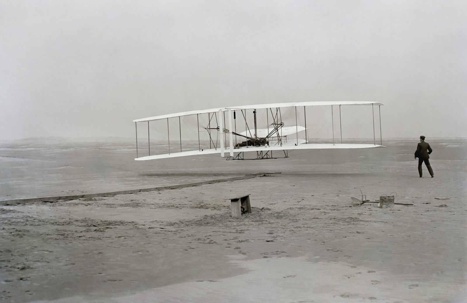 The Wright Flyer, the first successful powered airplane